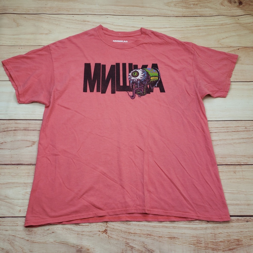 Mishka Keep Watch Eyeball Skate Shirt Mens XL Pink Short Sleeve Streetwear